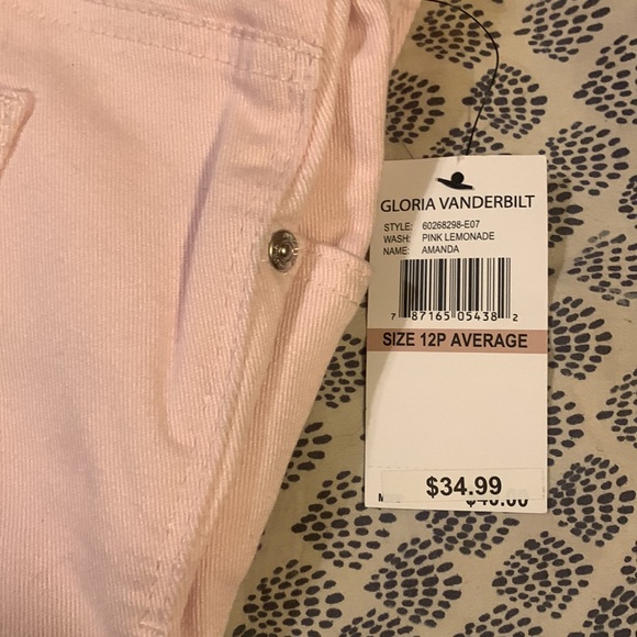 Gloria Vanderbilt Amanda pink nwt Jeans Size 12p - Picture 3 of 4